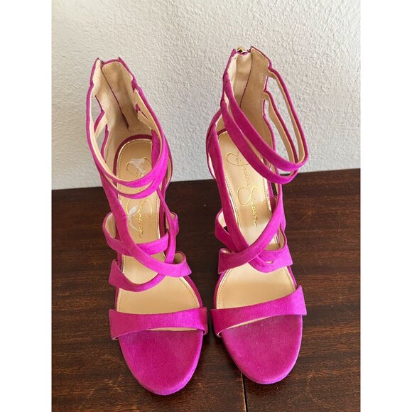 Jessica Simpson Stiletto Heels 8M Pink Strappy Womens Open Toe - Picture 8 of 8